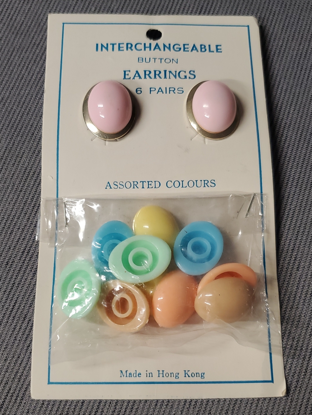 Vintage Interchangeable Snap Button Earrings 6 Assorted Pastel Colors
